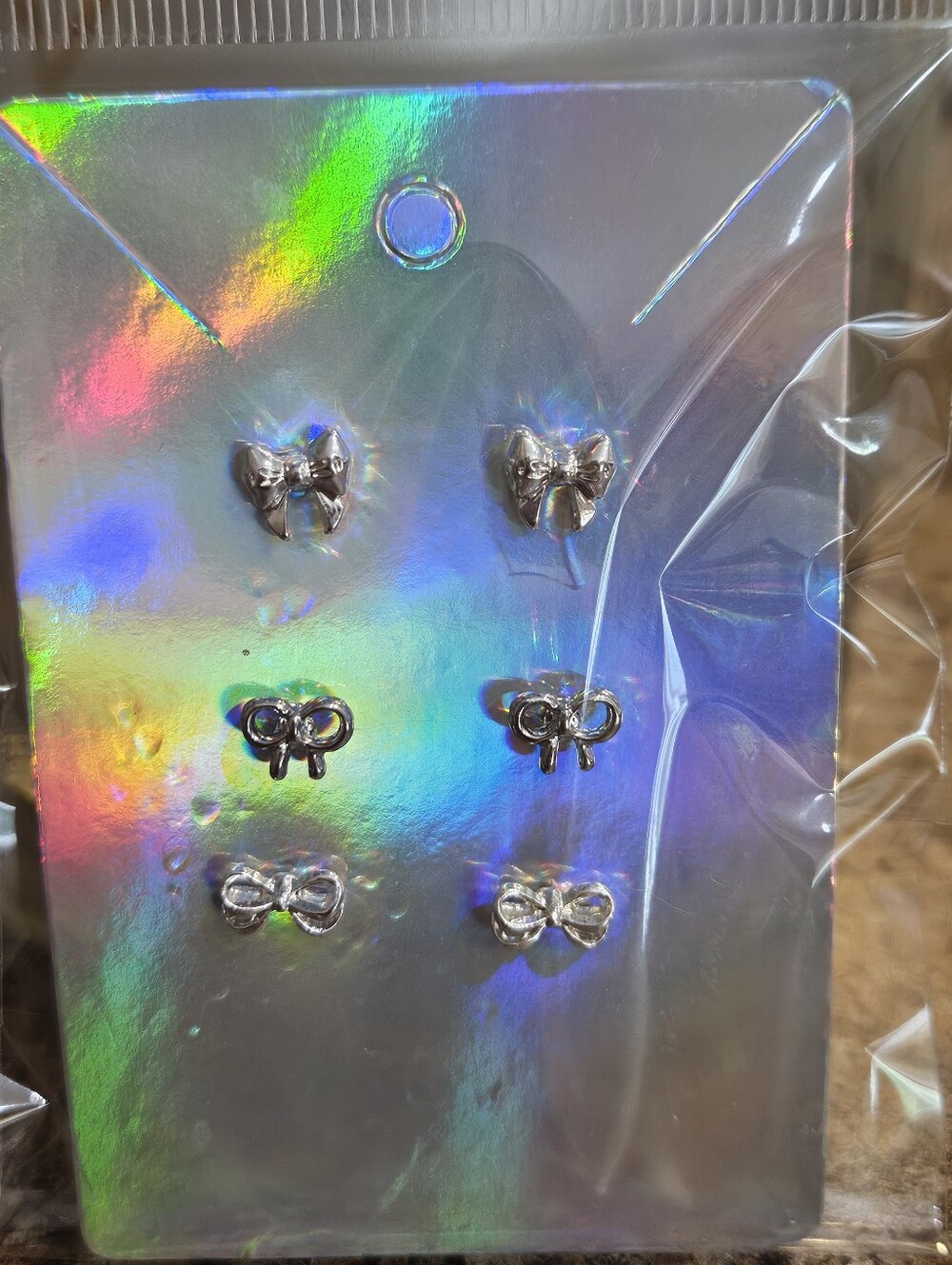 Silver Bow Stud Earring Set - 3 Pair